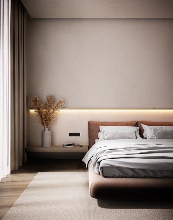 Modern linear lighting in bedroom
